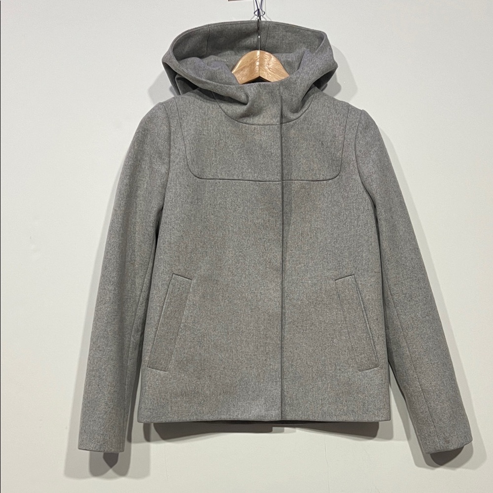 J. Crew Melton Wool Hooded Jacket in Gray Size 0